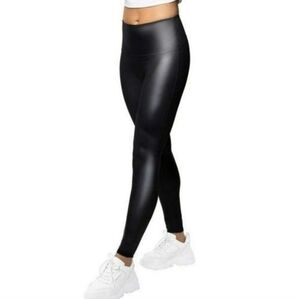 Jane and Bleecker Black Faux Leather Leggings Womens NEW